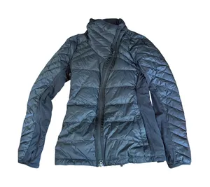 Lululemon Black Asymmetrical Zip Down Puffer Jacket Women Size 6 Thumbholes Slim thumbnail 1