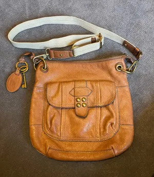 Fossil Long Live Vintage 1954 brown leather jacket cross body purse thumbnail 1