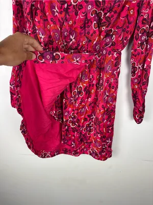 Anthropologie Maeve Pink Satin Floral Wrap Midi Dress Women’s Sz XS thumbnail 4