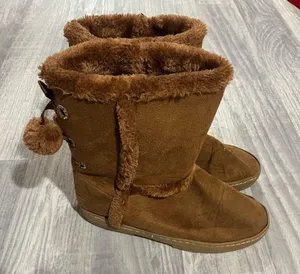 No Brand, Generic of Ugg Boots; Tan with Criss cross Bow with Pom Poms 9 Women’s thumbnail 8