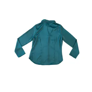 Rachel Zoe Women Teal Green Satin Long Sleeve Button Down Blouse Size M NWT thumbnail 2