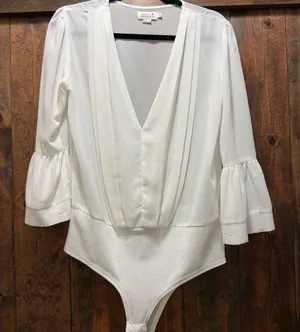Molly Bracken Cream V-Neck Blouse thumbnail 1