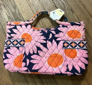 Vera Bradley Pink, Navy & Orange Quilted Floral Tote thumbnail 1