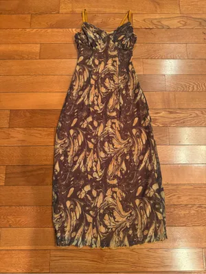 Urban Outfitters Y2K Abstract Marble Print Mesh Slip Maxi Dress - Size XS thumbnail 2