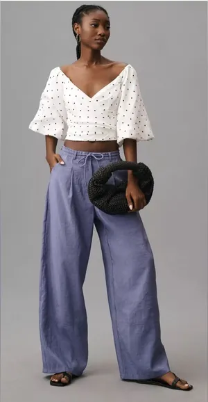 Anthropologie Maeve Seamed Wide Leg Track Pants thumbnail 1