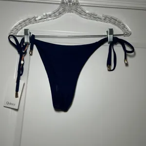 NWT Quince Italian Adjustable Side-Tie Bikini Bottom deep navy women's large thumbnail 4