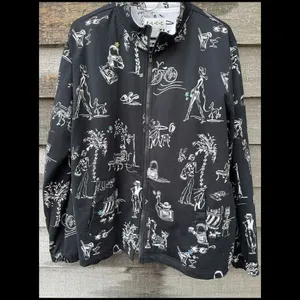 E.L.C.C. Size large vintage tropical themed oversized jacket. Black thumbnail 5