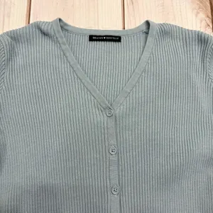 Brandy Melville Pale Blue Sweater Cropped V Neck Button Front Cottagecore Small thumbnail 3
