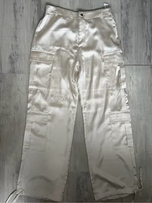 stradivarius Cream Satin Trousers thumbnail 1