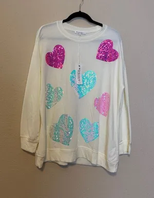 Workshop Republic‎ Clothing Sequin Heart Sweatshirt Size 1X NWT thumbnail 1