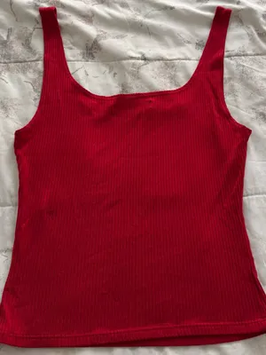 Reformation Carla red ribbed Sleeveless Square-Neck Tank Top, size S Made in USA thumbnail 15