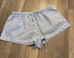 SHEIN Blue & White Striped Boxer Lounge Shorts thumbnail 1