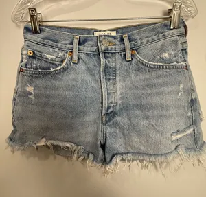 AGOLDE Light Wash Distressed Denim Cutoff Shorts thumbnail 1