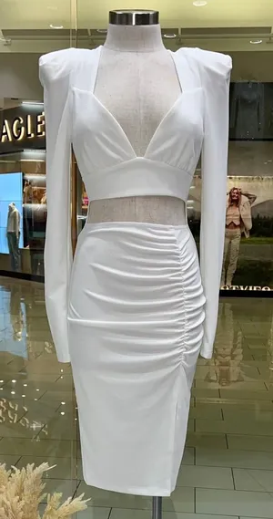 🍒BUNDLE 2 ITEMS FOR $8✨ 🌸AMTIOUS divine simulated two pieces dress ✨ White Size L thumbnail 1