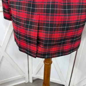 BeFree Tartan Plaid Double Breasted Tie Waist Trench‎ Overcoat Red XS thumbnail 8
