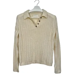 Gap Reissue Cream Alpaca Wool Polo Sweater 90s Carolyn Bessette Minimalist thumbnail 2