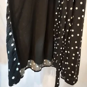 Lulu's Black White Polka Dot Tiered Ruffle 3/4 Sleeve Midi Tie Wrap Dress Small thumbnail 11