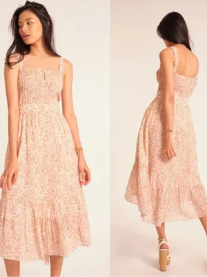Loveshackfancy bohemian fairy girly Tove Sleeveless Floral Midi Dress size 10 thumbnail 2