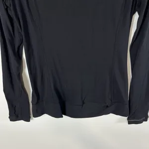 Lululemon Full Tilt Long Sleeve Top Sz 4 Black Lace Back‎ Thumb Holes Yoga thumbnail 3