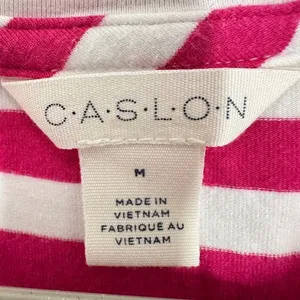 Caslon Womens Striped Long Sleeve Crew Neck T‎ Shirt Size M Pink White Casual thumbnail 4