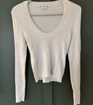 Abercrombie Ribbed cropped cream sweater thumbnail 1