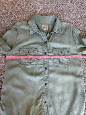 American Eagle Sage Green Lyocell Button Front Utility Shirt Medium thumbnail 3