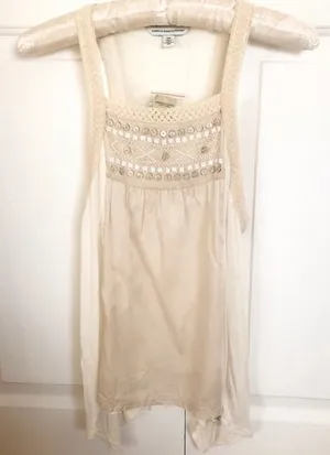 NWT American eagle off white beaded dressy top thumbnail 1