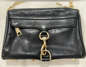 Rebecca Minkoff Mini M.A.C Leather Crossbody Bag Black/Light Gold thumbnail 4