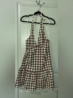 Free People Cecil Checker Print Halter Neck Mini Dress thumbnail 5