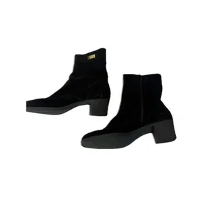 Salvatore Ferragamo Black Suede Ankle Boots Size 8.5 AA Narrow Heels Italy Lux thumbnail 2