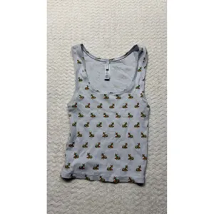Skims Holiday Deer Ribbed Tank Top Light Blue Fawn Print Scoop Neck Womens M thumbnail 4