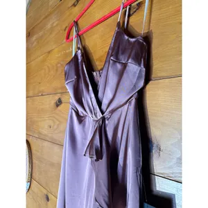 NWT Lulus Enchanted Moments Mauve Pink Satin Ruffled High-Low Dress Wedding Sz S thumbnail 5