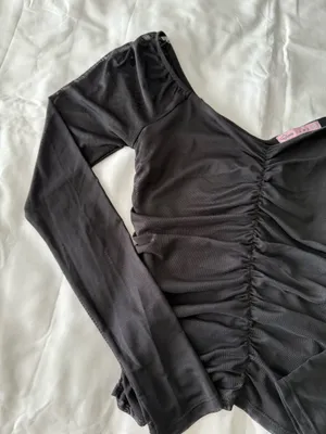 Crave fame Black Ruched Mesh Long Sleeve Top thumbnail 3
