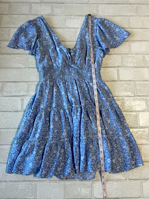 Altar’d State Blue Floral Tiered V-Neck Women's Dress Coastal Size XS thumbnail 6