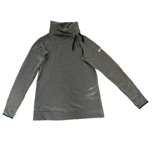 Nike Pro Hyperwarm Women’s Large DRI-FIT Mock Neck Long‎ Sleeve Gray Top thumbnail 2