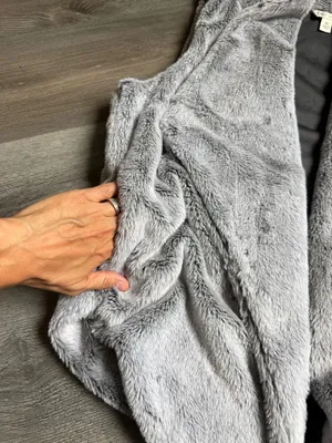 CATO Faux Fur Vest Soft Gray Open Drape With Pockets thumbnail 6