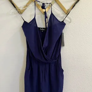 NWT Lulus Learning to Fly Navy Halter Jumpsuit Small Flawed thumbnail 5