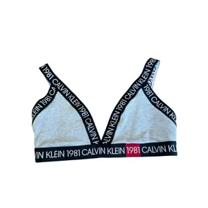 Calvin Klein 1981 Bold Cotton Unlined Bralette XL Gray Logo Strappy Bra thumbnail 3