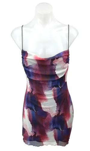 White Fox Multicolor Watercolor Print Sleeveless Cami Camisole Mini Tank Dress M thumbnail 1