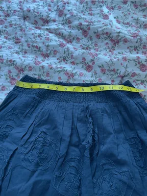 Y2K Abercrombie & Fitch Navy Blue Smocked Waist Mini Skirt thumbnail 4