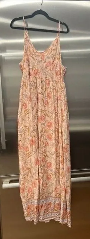 Cori Lane Womens Peach Pink Ruffle Sleeve V-Neck Floral Maxi Dress Size 2XL thumbnail 1