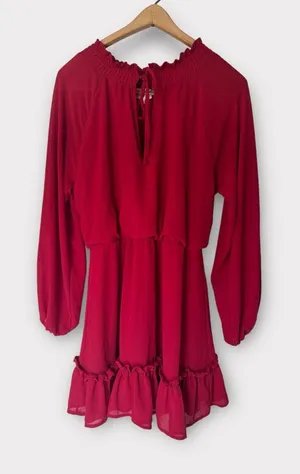 Dee Elly Women's Long‎ Sleeve Ruffle Blouson Dress Size S thumbnail 1