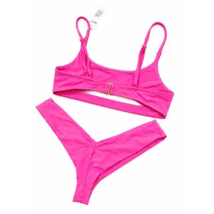 Yandy Neon Pink Cutout Two Piece Bikini Swimsuit NWT NEW thumbnail 6