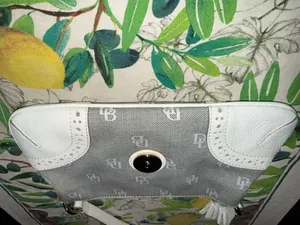 Dooney & Bourke Gray and White Logo Jacquard Tassel Shoulder Bag thumbnail 2