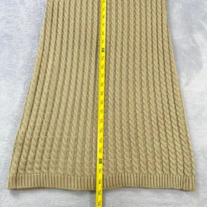 Calvin Klein Cable Knit Sweater Dress Khaki Tan Crew Neck‎ Small Quiet Luxury thumbnail 9