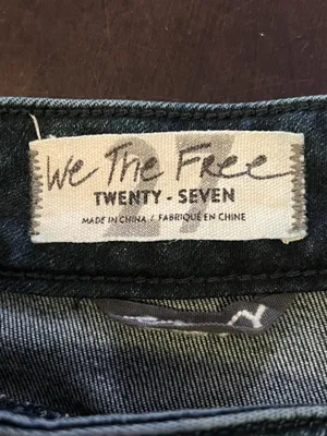 We The Free Curvy Flare Jeans Womens 27 High Rise Medium Wash Blue Frayed Denim thumbnail 7