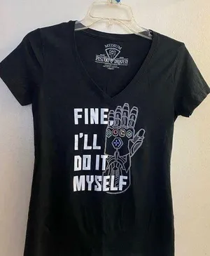 Piston Driven Women’s Black V Neck T Shirt M Fine I’ll Do It Myself Graphic thumbnail 1