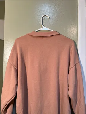 Aerie Womens Size Small Sunday Soft Quarter Zip Sweatshirt Tan Terry Cloth Lined thumbnail 7