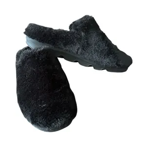 JAMBU Selma Black Faux Fur Mule Clog Slipper Lug Rugged Soles Shoes 7.5 thumbnail 1