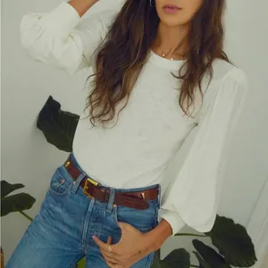 Nation LTD Loren Smocked Tee in White thumbnail 1